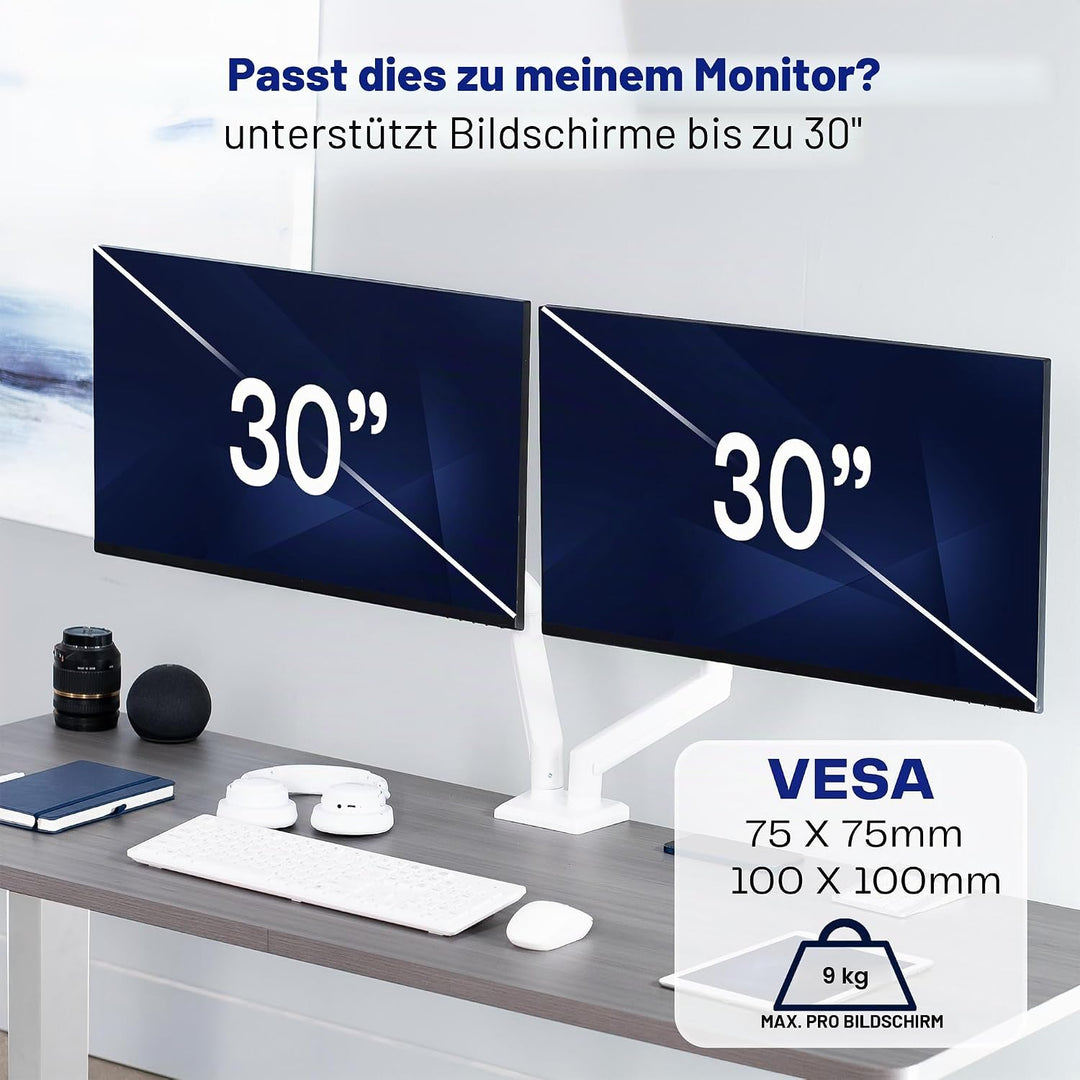 VIVO Articulating Dual 17 bis 27 Zoll pneumatischer Federarm Klemmhalterung für 2 Monitor-Bildschirm