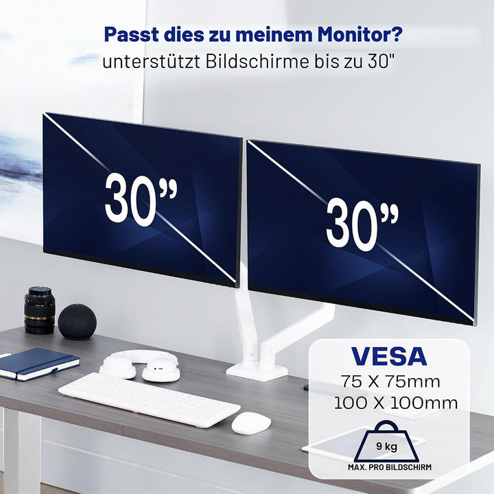 VIVO Articulating Dual 17 bis 27 Zoll pneumatischer Federarm Klemmhalterung für 2 Monitor-Bildschirm