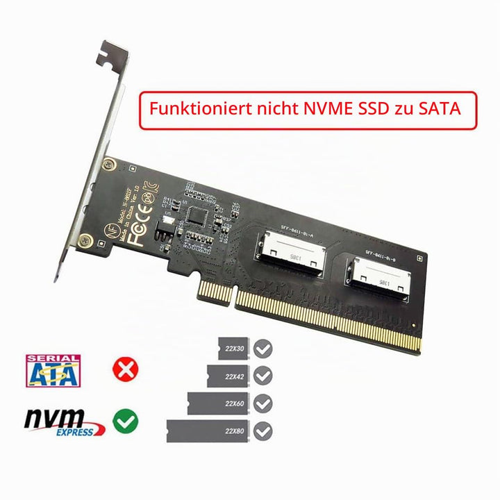 cablecc PCIE PCI-Express 16x auf Dual Oculink SFF-8612 SFF-8611 8X VROC Adapter für Mainboard SSD Gr