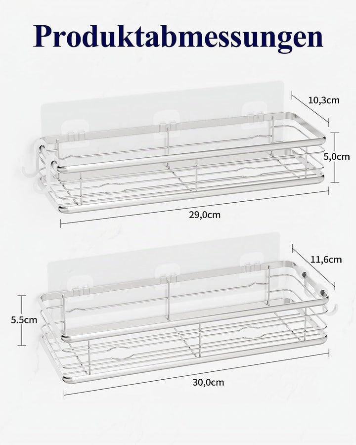 Kitsure Duschablage Ohne Bohren – 2er-Pack Rostfreie Duschregale Selbstklebend, Viel Stauraum, Prakt