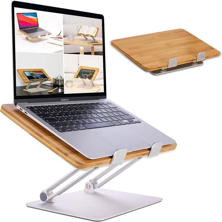 HENNEZ Laptop Ständer Holz höhenverstelbar- Laptop Stand - Notebook Ständer/Macbook Ständer - Laptop