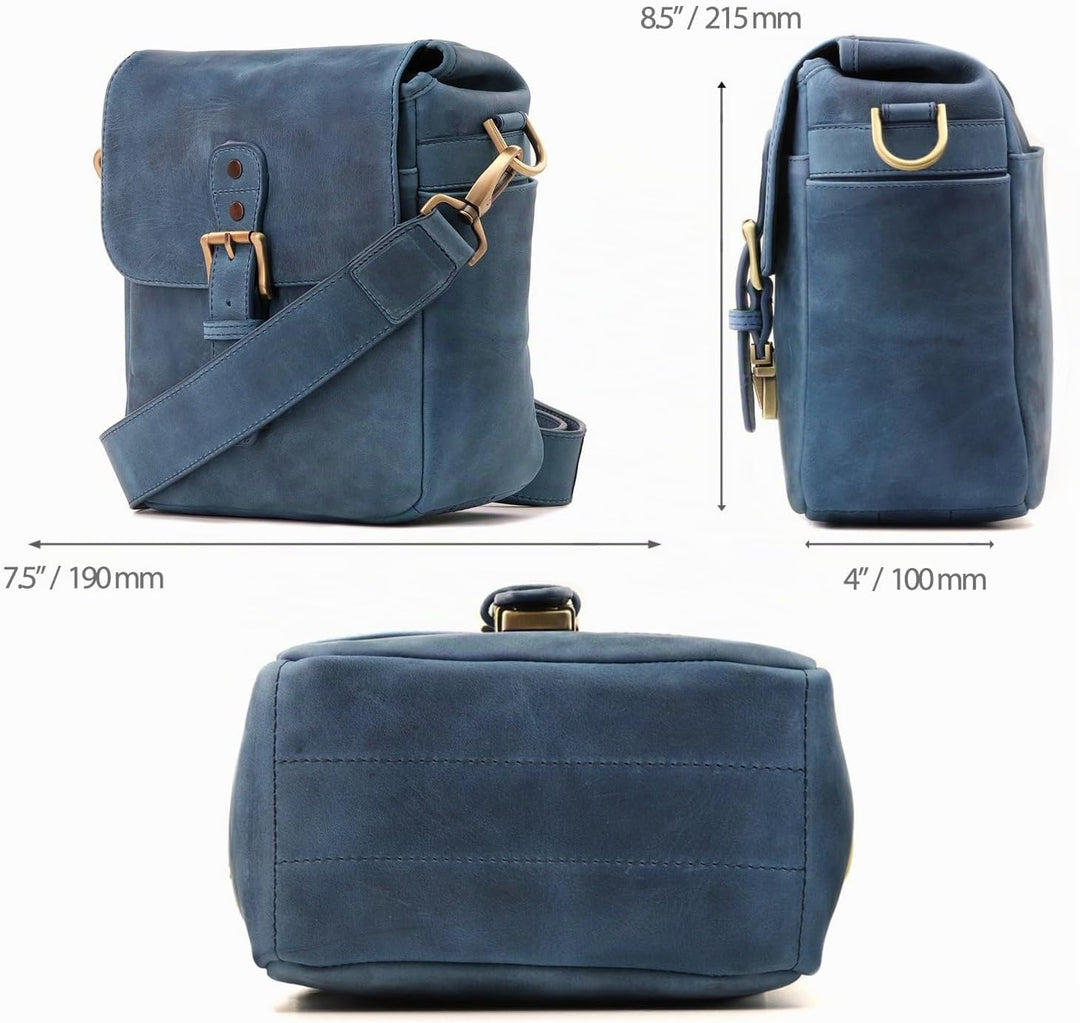 MegaGear MG1330 Torres Mini Kameratasche - Kuriertasche aus echtem Leder für Spiegellose, Sofortbild