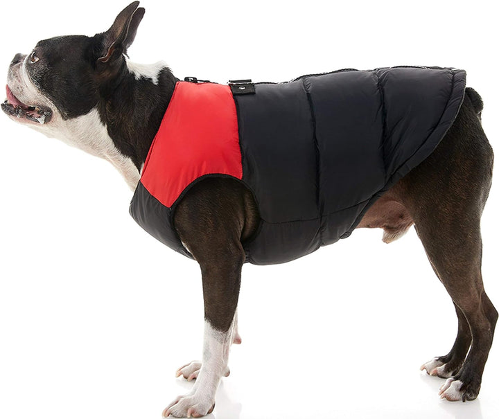 Gooby - Gepolsterte Weste, Hundejacke, Mantel, Pullover mit Reissverschluss und Leinen-Ring, Rot, Gr