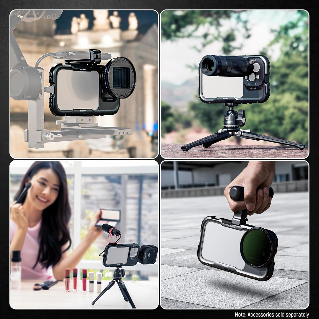 NEEWER 16 Pro Käfig Cage Schnellverschluss Video Rig Stabilisator kompatibel mit iPhone 16 Pro mit 6