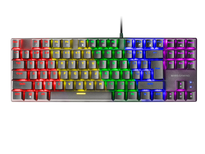 Mars Gaming MK80 Schwarz, US Sprache, Mechanische Gaming Tastatur TKL FRGB, Antighosting, Switch Mec