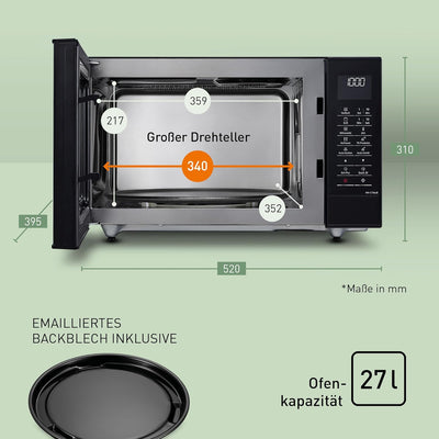 Panasonic NN-CT56 Mikrowelle (1000 Watt, mit Grill und Heissluft, Inverter Mikrowelle, 27 Liter, ger