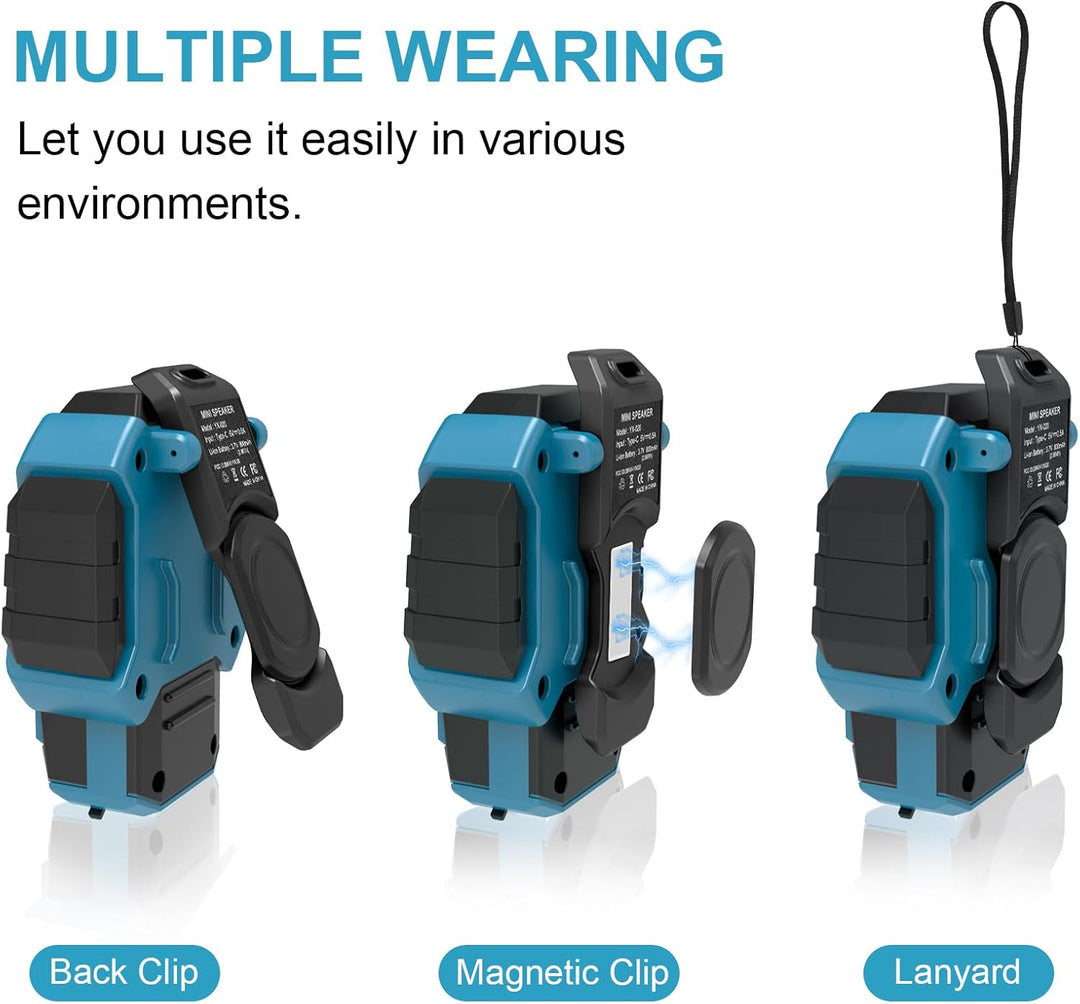 tragbarer Mini Bluetooth Lautsprecher, Clip-On Wireless Jobsite Pro wasserabweisender tragbarer Laut