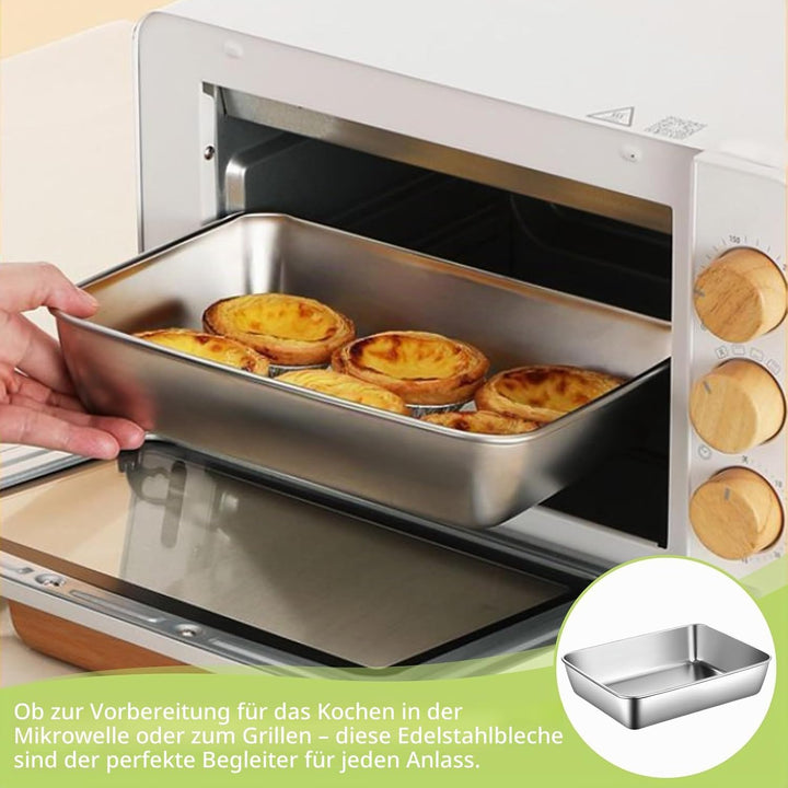 Panierschalen Set 6 Teilig, 25.5 x 20 x 5.5 cm Edelstahl Schale Rechteckig, Edelstahl Panier-Set, Pa