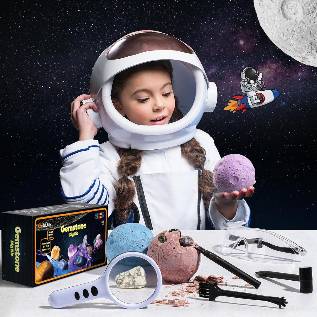 GobiDex Ausgrabungsset für Kinder, Natürliche Edelsteine und Kristalle, Mineralien Steine für Kinder
