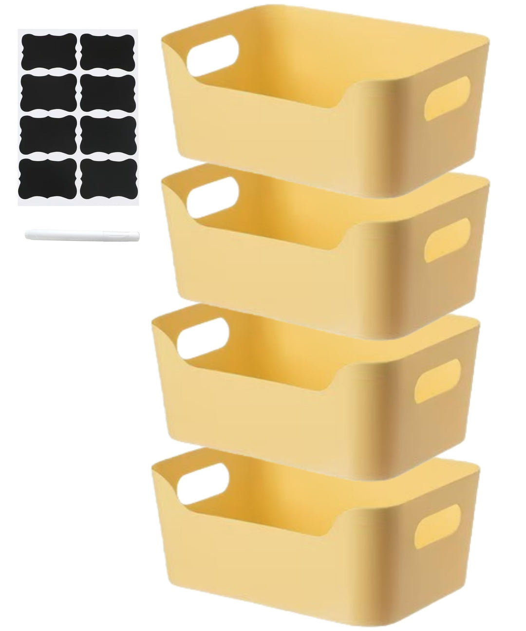 4 Stück Gelb Aufbewahrungsboxen mit Griff 24×17×10 cm,Niedrigeren Vorderseite Aufbewahrungskorb,Aufb