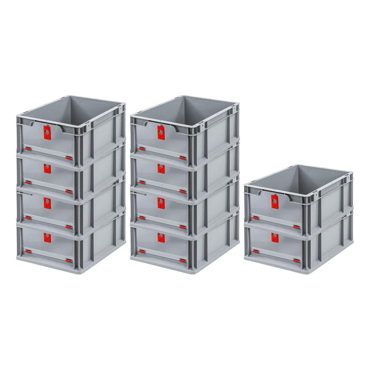 SuperSparSet 10x Eurobox NextGen Insight Cover | HxBxT 17x30x40 | 16 Liter | Niedrig/Rot | Eurobehäl