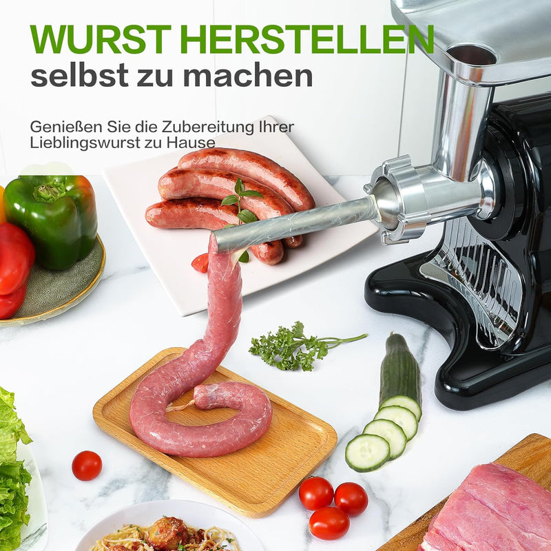 AMZCHEF 4-IN-1 - Entsafter/Gemüseschneider/Fleischwolf/Wurstmacher - Slow Juicer mit 80MM Öffnung fü