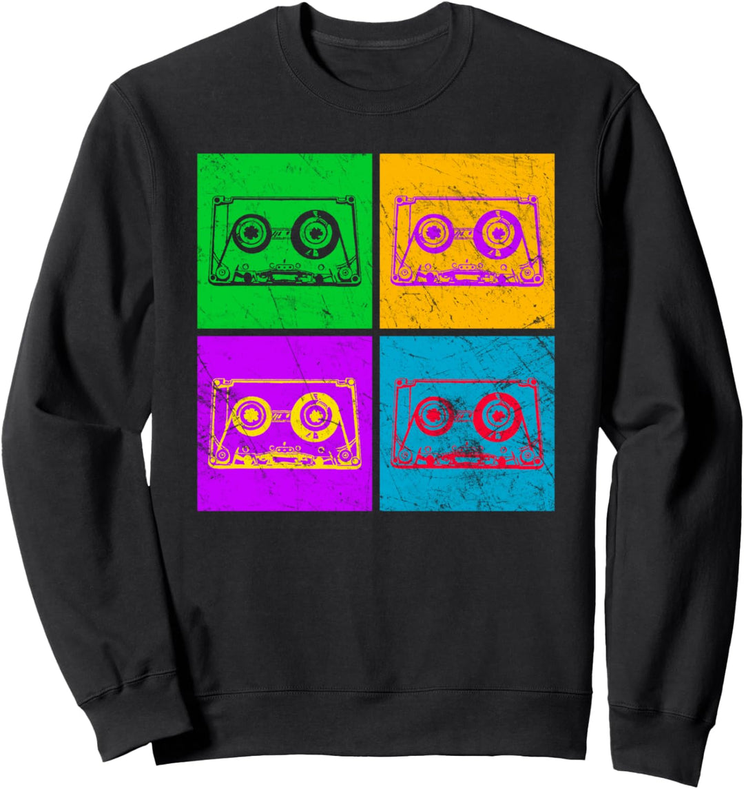 Vintage Kassette 80er Jahre Mode und 90er - Retro Pop Musik Sweatshirt
