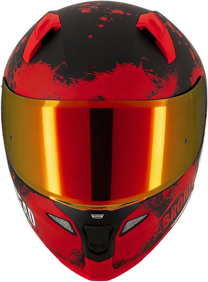 Broken Head Jack S. V2 Pro Rot - Integral-Helm Set Mit Zwei Visieren (Rot Verspiegelt + Klar) Sport