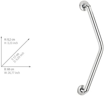 WENKO Wandhaltegriff Secura 37 x 37 cm Chrom - Bad-Sicherheitsgriff für Badewanne oder WC mit 135°-W