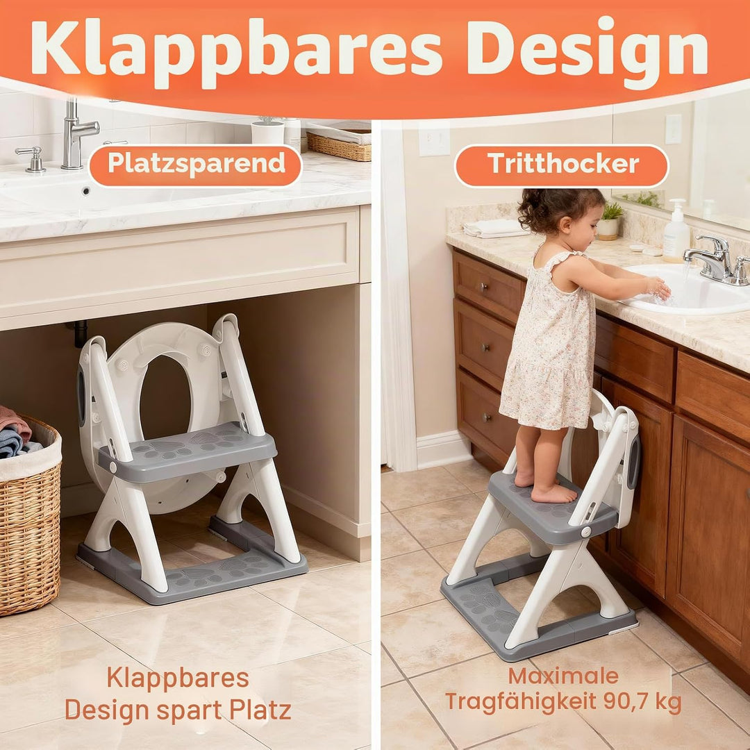SKYROKU Toilettensitz 2 in 1 Toiletten Aufsatz für Kinder 2-7 Jahre Upgraded Stabil bis 90kg PP(BPA-