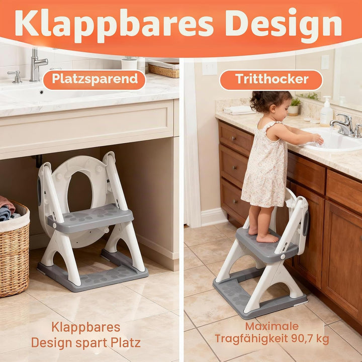 SKYROKU Toilettensitz 2 in 1 Toiletten Aufsatz für Kinder 2-7 Jahre Upgraded Stabil bis 90kg PP(BPA-