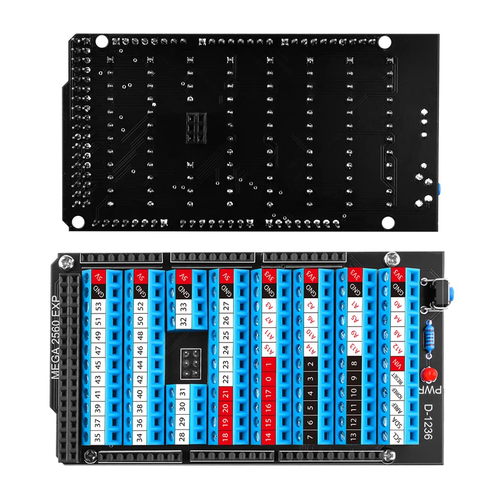 GeeekPi MEGA 2560 R3 Terminal Block Breakout Board HAT with Reset Button and LED Indicator, GPIO Exp