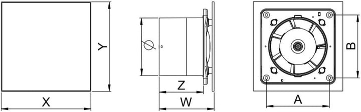 Awenta 4" 100mm Wandentlüftungsventilator Luftabsauger mit Edelstahlplatte Standardausführung Badlüf