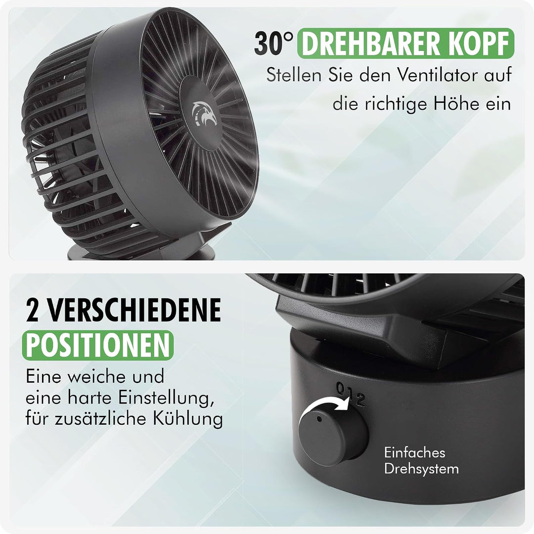 Tischventilator Schwarz - Tischventilator sehr Leise mit 2 Geschwindigkeiten USB Ventilator Wiederau