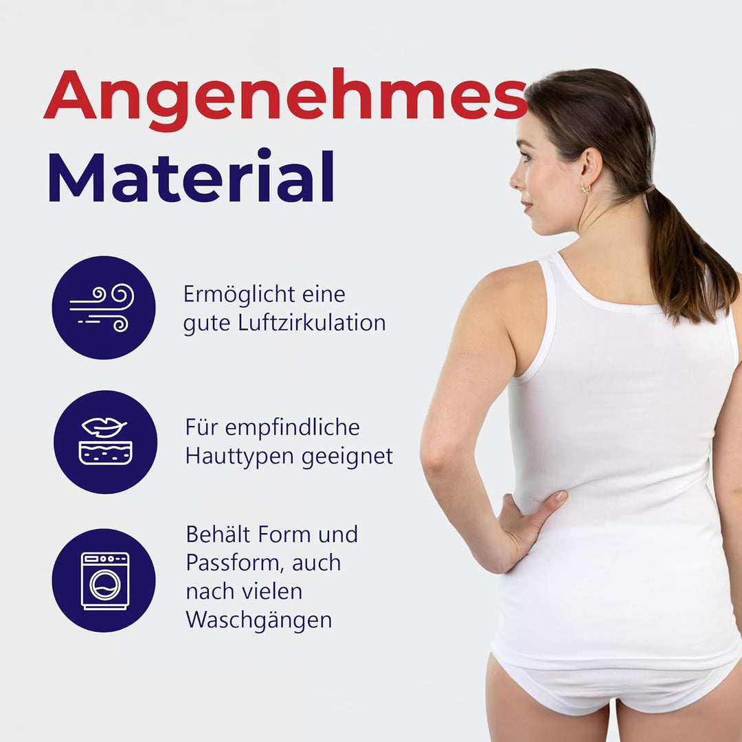 SES Unterhemden Damen 3er-Pack aus 100% Baumwolle/Unterhemd Damen mit weicher Feinripp-Qualität/Unte