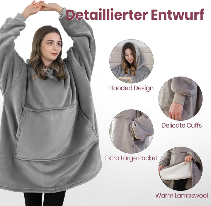 Good Nite Hoodie Decke mit Ärmeln Tragbare Decken Wearable Blanket Übergrosser Hoodie Damen Cozy kus