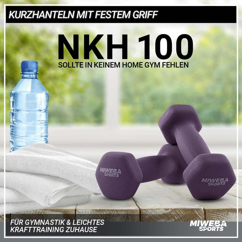 Miweba Sports Neopren Hantelset NKH100 | 𝐏𝐫𝐨𝐟𝐢 Hanteln - 0.5-10.0 Kg - Hexagon Hanteln Set - Kurzhan