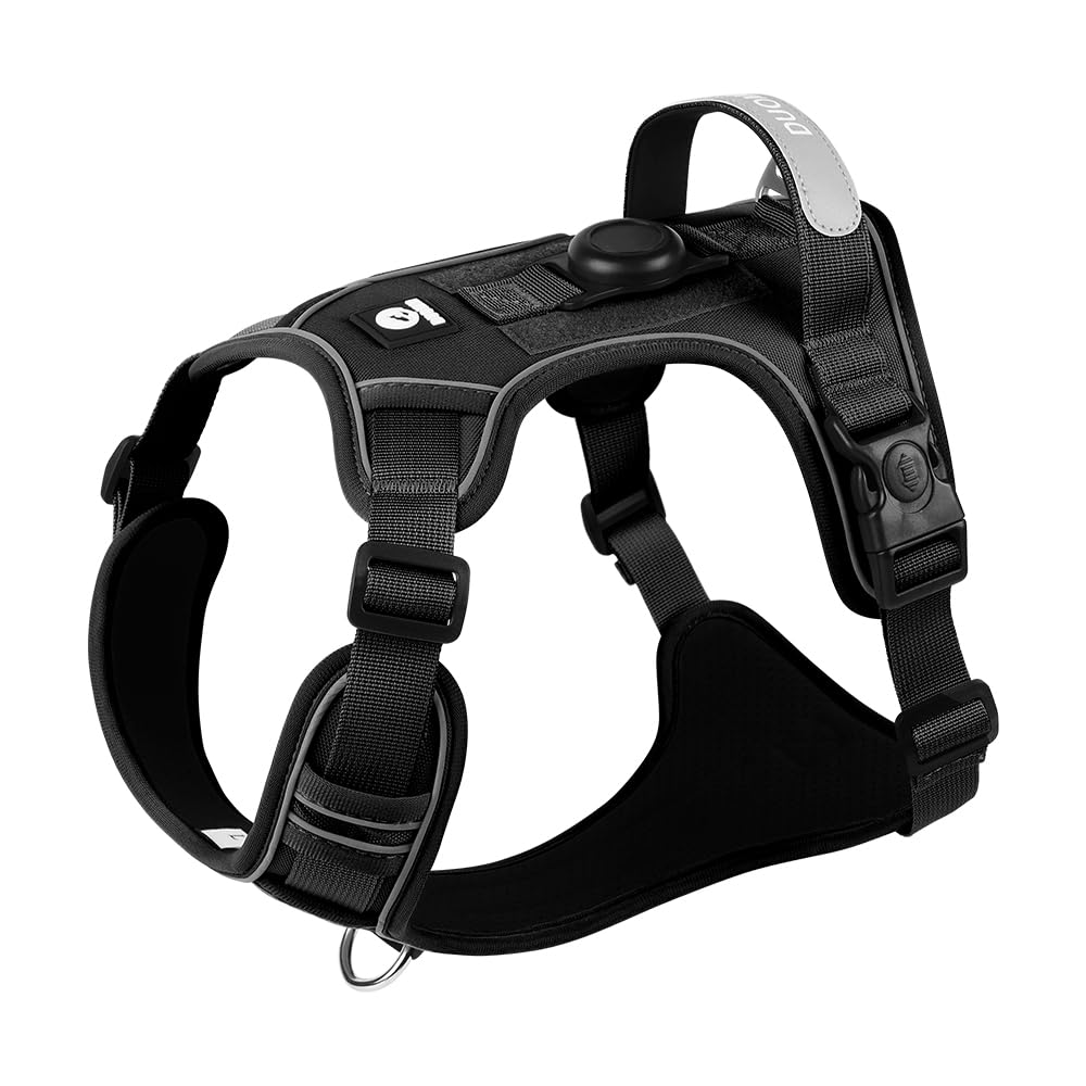 Hundegeschirr mit adaptiertem Airtag Positioner Schutzhülle Design, verstellbarem Zugschutz, Erstick