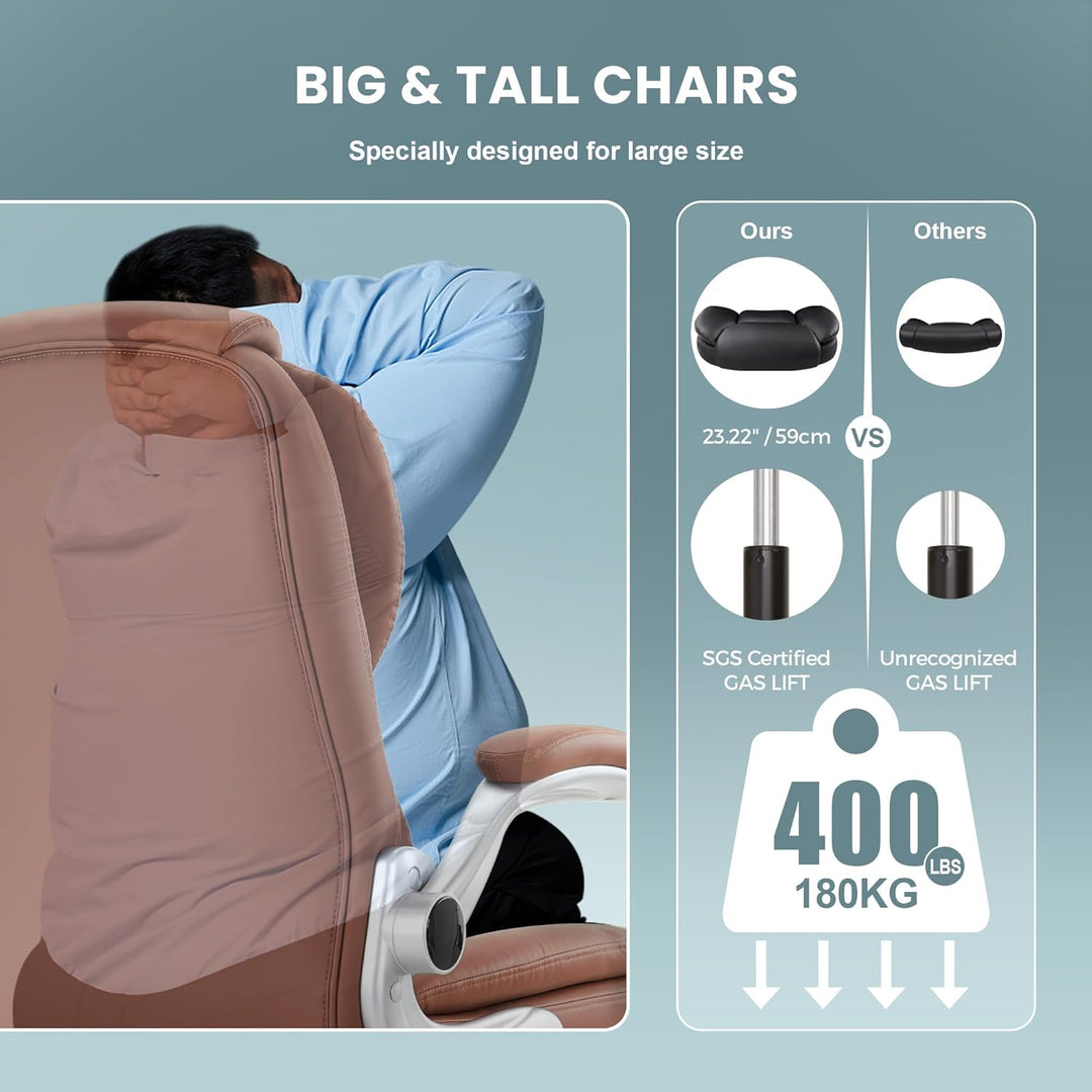 IWMH Bürostuhl Ergonomischer Schreibtischstuhl Chefsessel Drehstuhl mit hochklappbarer Armlehne, höh