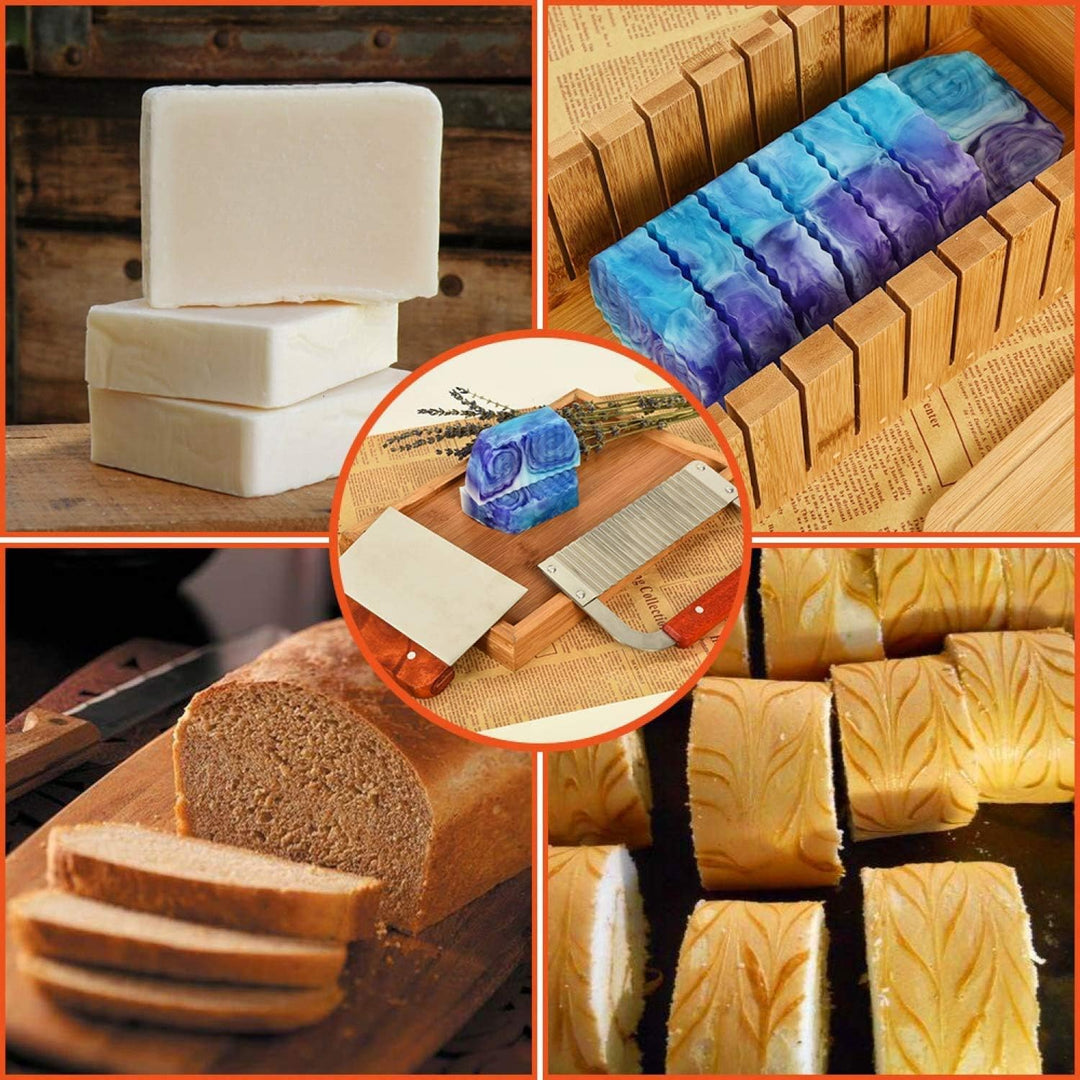 POFET Seifenschneider-Set, Holzformwerkzeug für Seifenherstellung, Brotschneider, Barschneider mit e