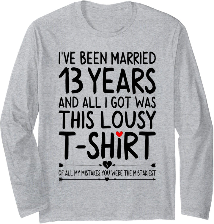 13 Years of Marriage 13th Wedding Anniversary for Her Couple Langarmshirt