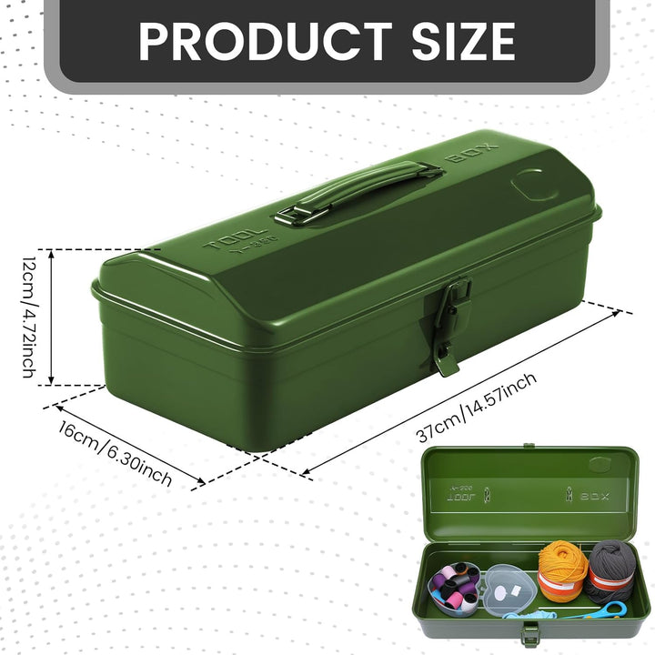 Werkzeugkoffer leer Gross Werkzeugbox 37×16×12cm Robust Langlebig Metall Werkzeugkasten mit Tragegri