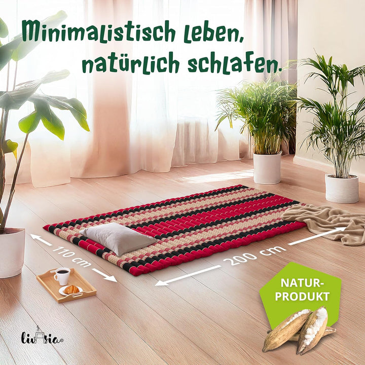 livasia Rollmatte Rollmatratze L-200x110x4,5cm, Gästebett Gästematratze 1 Person, Reisebett Kofferra