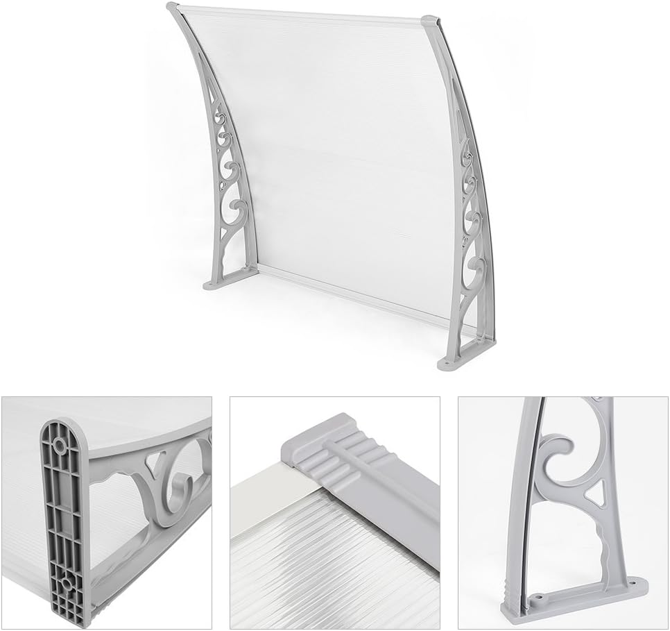 Vordach für Haustür, Überdachung Haustür aus Aluminium und Kompletten Polycarbonat-Hohlkammerplatte,