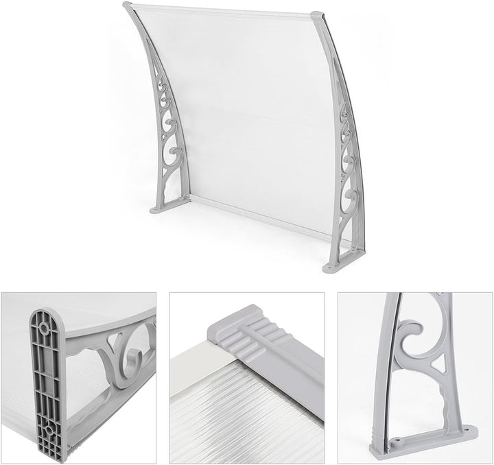 Vordach für Haustür, Überdachung Haustür aus Aluminium und Kompletten Polycarbonat-Hohlkammerplatte,