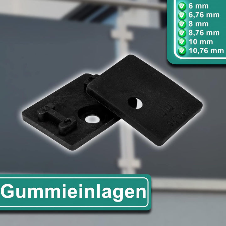 PRIOstahl Glashalter 4 Stück Glasklemmen Klemmhalter Glasplattenhalter mit Sicherungsplatte + Sicher