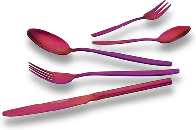 ECHTWERK Tafelbesteck Positano - Purple Red Edition, 30-teilig, für 6 Personen, Edelstahl 18/10 - ma
