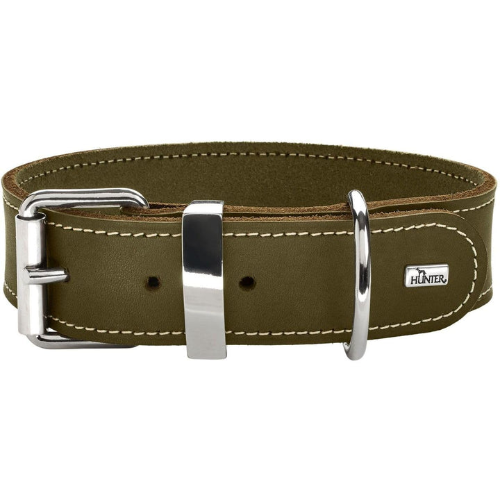 HUNTER AALBORG SPECIAL Hundehalsband, Leder, strapazierfähig, komfortabel, 65 (L), oliv oliv 65 (L),
