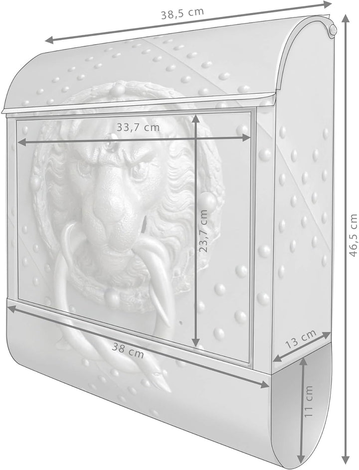 banjado® Design Briefkasten mit Motiv Eisentor 39x47x14cm & 2 Schlüssel - Briefkasten Stahl Silber m