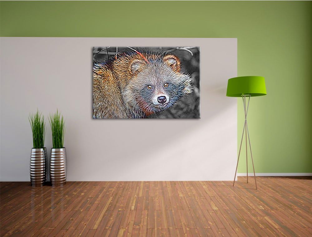 süsser Waschbär schwarz/weiss Deluxe Format: 100x70 cm auf Leinwand, XXL riesige Bilder fertig gerah