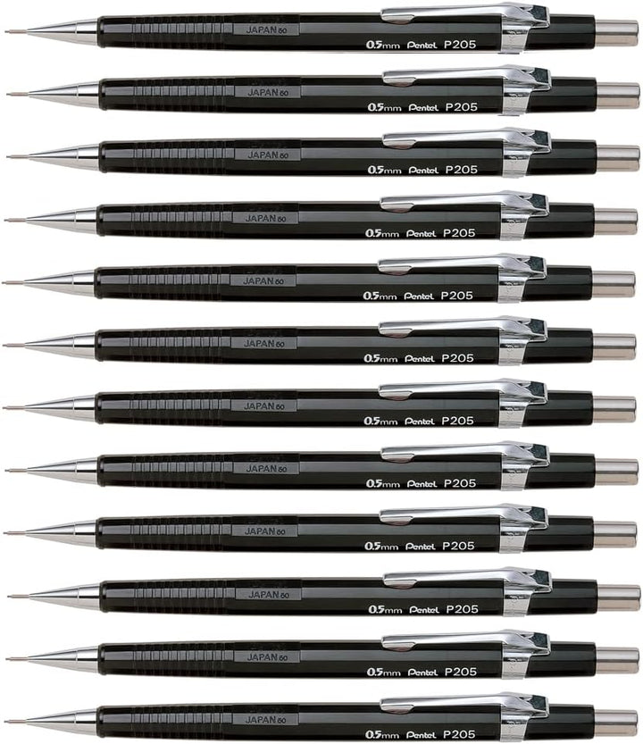 Pentel P205-A Druckbleistift 0,5 mm, HB, schwarz, 12er Packung