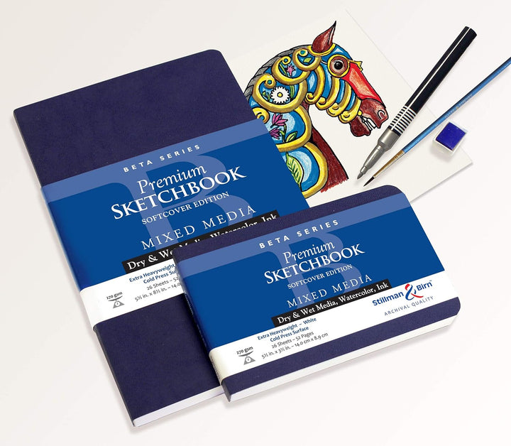 Stillman & Birn Beta Series Softcover Skizzenbuch, 21,6 x 14 cm, 270 g/m² (extra schwer), weisses Pa