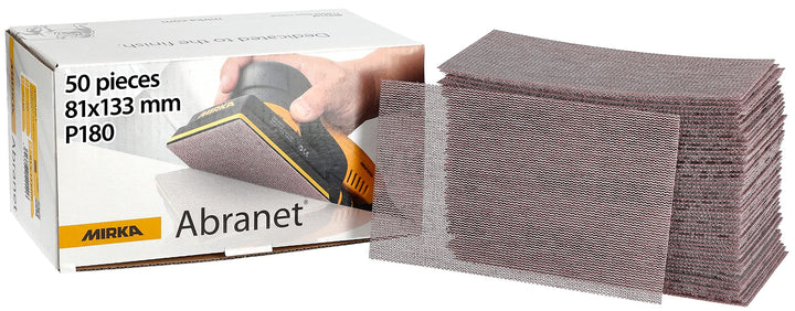 Mirka Abranet Netz-Schleifstreifen 81x133 mm Klett / Korn P180 / 50 Stk / zum Schleifen von Holz, Sp
