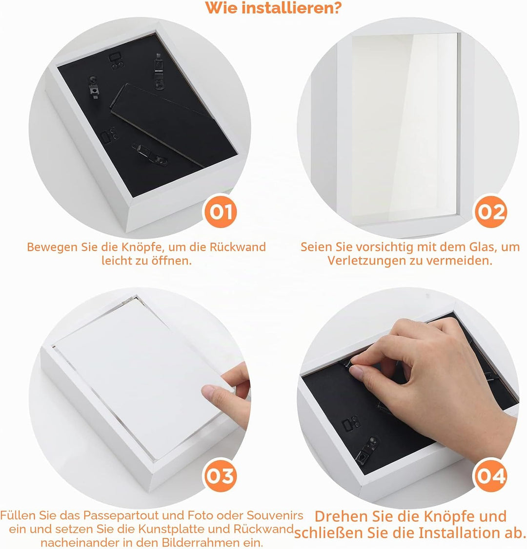 Anhow 2er 3D Bilderrahmen 15x20 cm, Echtglas 3D Bilderrahmen zum Befüllen 3cm Tiefer Objektrahmen mi