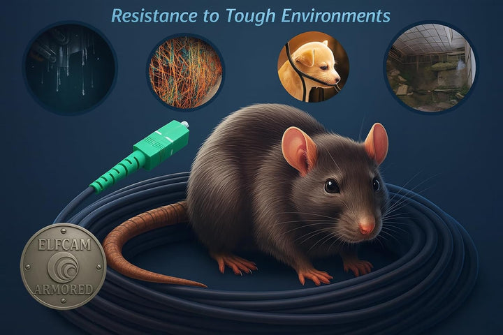 Elfcam® - 100m Gepanzerte Glasfaserkabel SC/APC auf SC/APC Simplex Singlemode, Kompatibel mit Glasfa