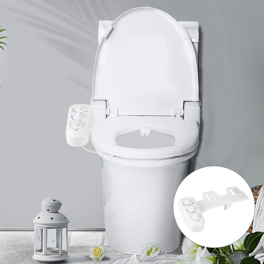 3/8 Gewinde Doppeldüse WC Bidet Aufsatz für Heisses und Kaltes Wasser, Bidet Aufsatz für Warmes Wass