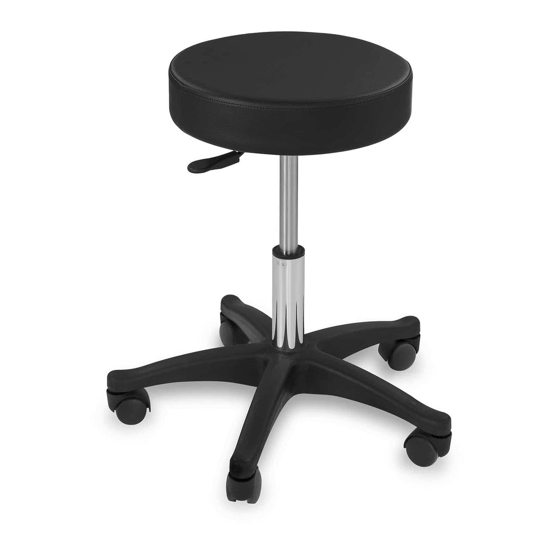 Physa AVERSA Rollhocker Arbeitshocker Drehhocker (höhenverstellbar 45–58 cm, 5 Lenkrollen, Ø 34 cm,