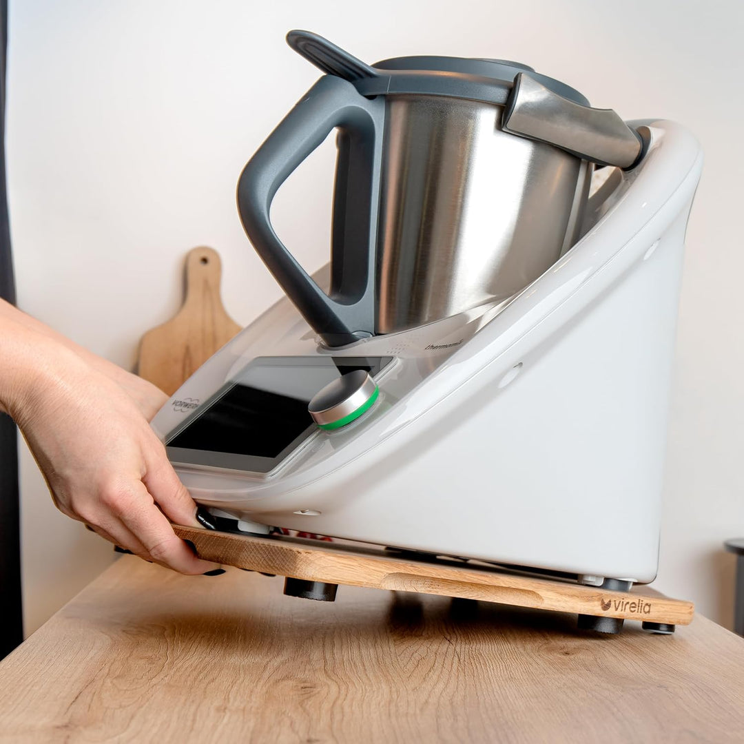 Virelia Gleitbrett für Thermomix TM6 TM5 | FSC-Zertifiziertes Eichenholz | Rollbrett für Thermomix |