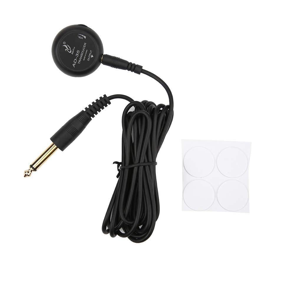 Gitarren-Pickup-Wandler,Schwarz Mini Piezo Pickup Kontakt Mikrofon Wandler Gitarre Zubehör für Akust