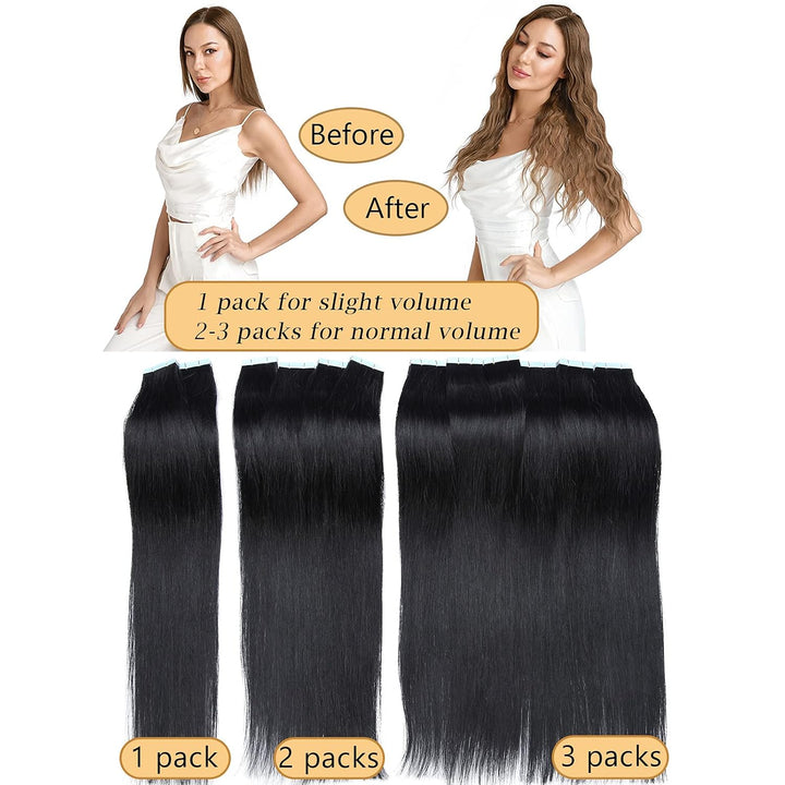 SEGO Tape in Extensions Echthaar Haarverlängerung Klebeband Haarteil 100% Remy Human Haar (40 stück+